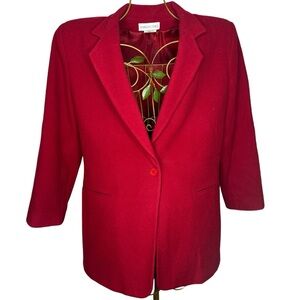 Vintage Wainwright & Spencer Red Wool One Button Blazer Suit Jacket Womens Sz 12